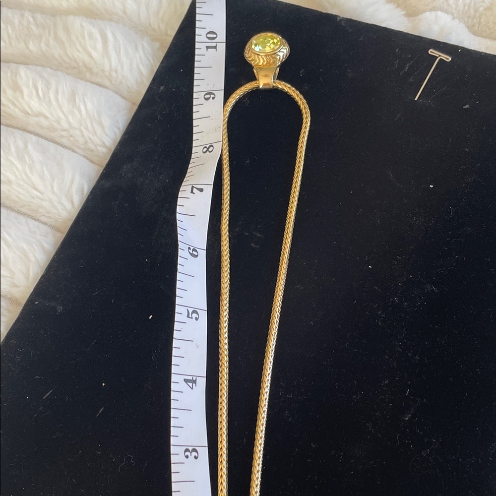 Stylish Gold Necklace with Peridot Gemstone 10” at drop with 3” extender - Picture 7 of 9